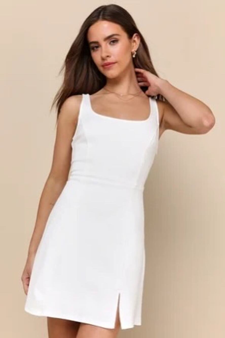 Lulus Always Admired White Sleeveless Mini Dress Weekend Casual Party Size M